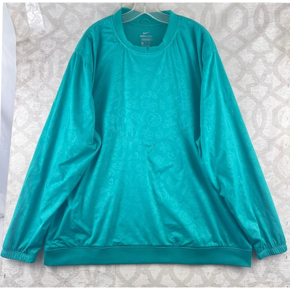 Nike Shield Good Luck‎ Golf Pullover Teal Green Mens XXL CK3771-370